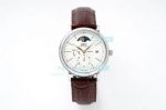 Swiss Replica IWC Portofino Moonphase Watch SS White Dial Brown Leather